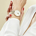 Fossil Jacqueline Analog Moonphase Mother of Pearl White Dial Two Tone Steel Strap Watch for Women - ES5166