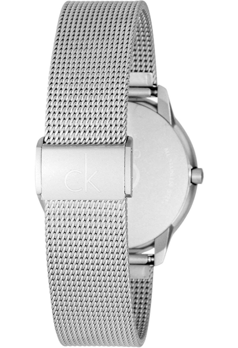 Calvin Klein Minimal White Dial Silver Mesh Bracelet Watch for Women - K3M2212Y