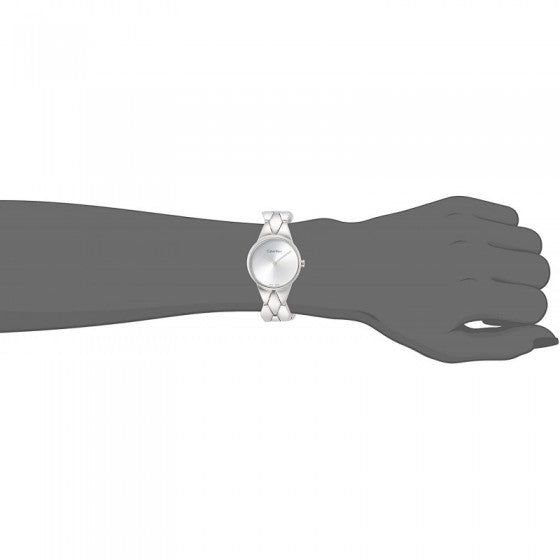 Calvin Klein Snake Silver Dial Silver Steel Strap Watch For Women - K6E23146