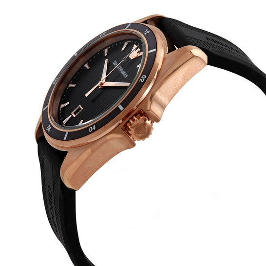 Emporio Armani Sport Quartz Black Dial Black Rubber Strap Watch For Men - AR11101