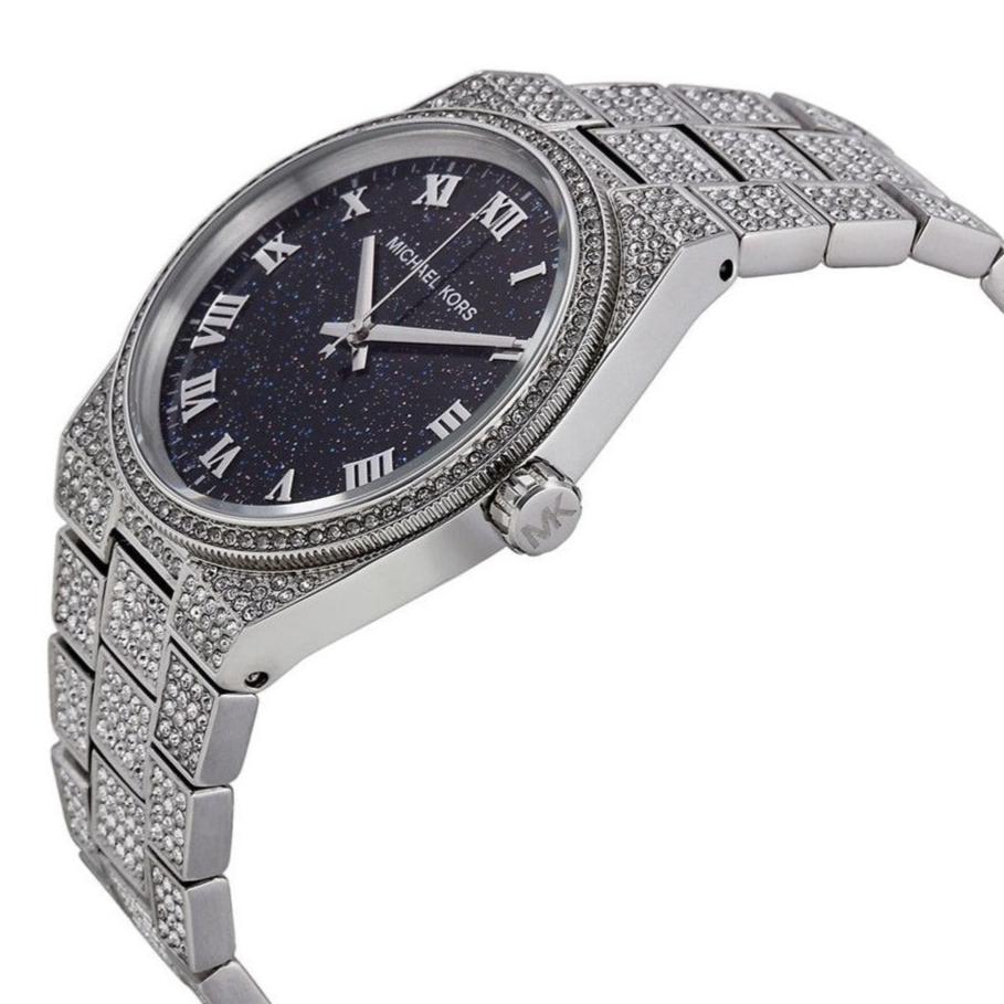 Michael Kors Channing Diamonds Black Dial Silver Steel Strap Watch for Women - MK6089