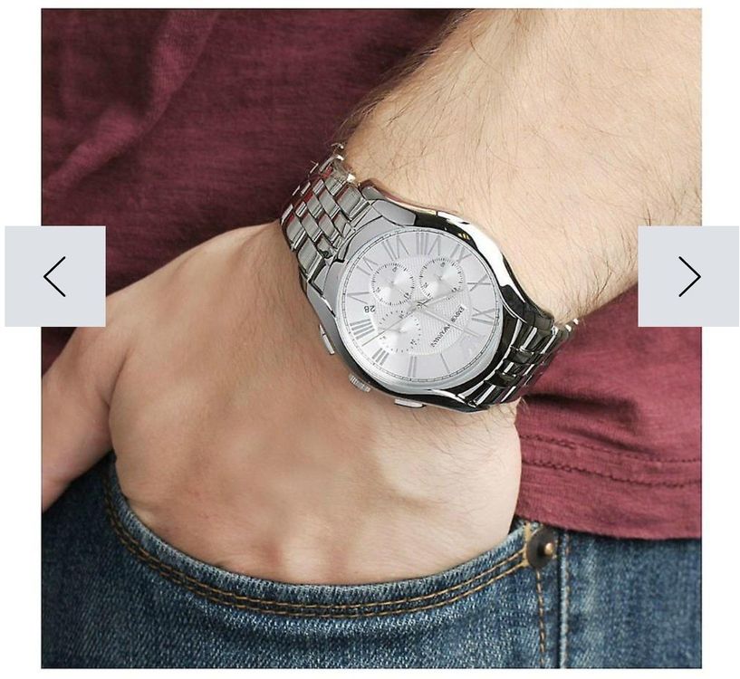 Emporio Armani Velente Chronograph Quartz Silver Dial Silver Steel Strap Watch For Men - AR1702