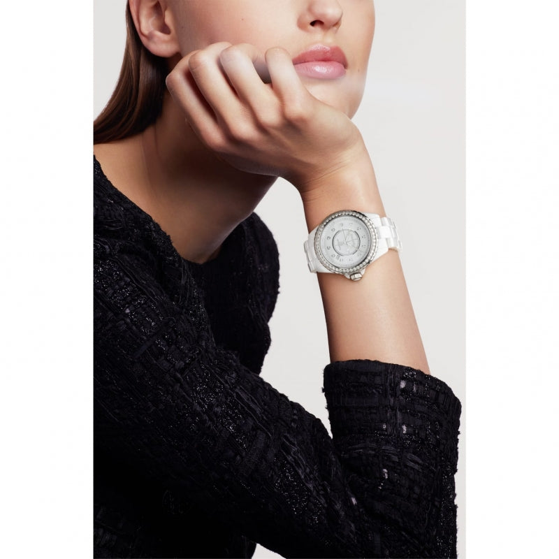 Chanel J12 Quartz Diamonds White Dial White Steel Strap Watch for Women - J12 H6418