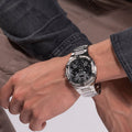 Guess Duke Glitz Black Dial Silver Steel Strap Watch For Men - GW0576G1