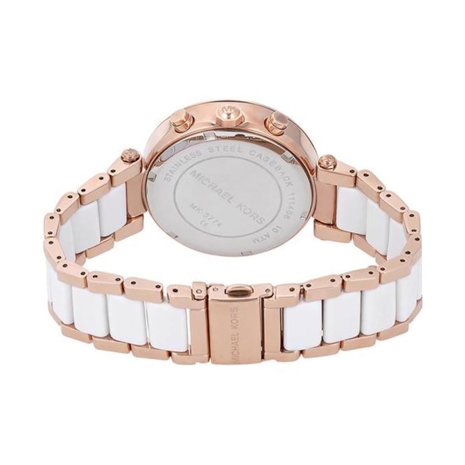 Michael Kors Ritz White Dial Two Tone Steel Strap Watch for Women - MK6324