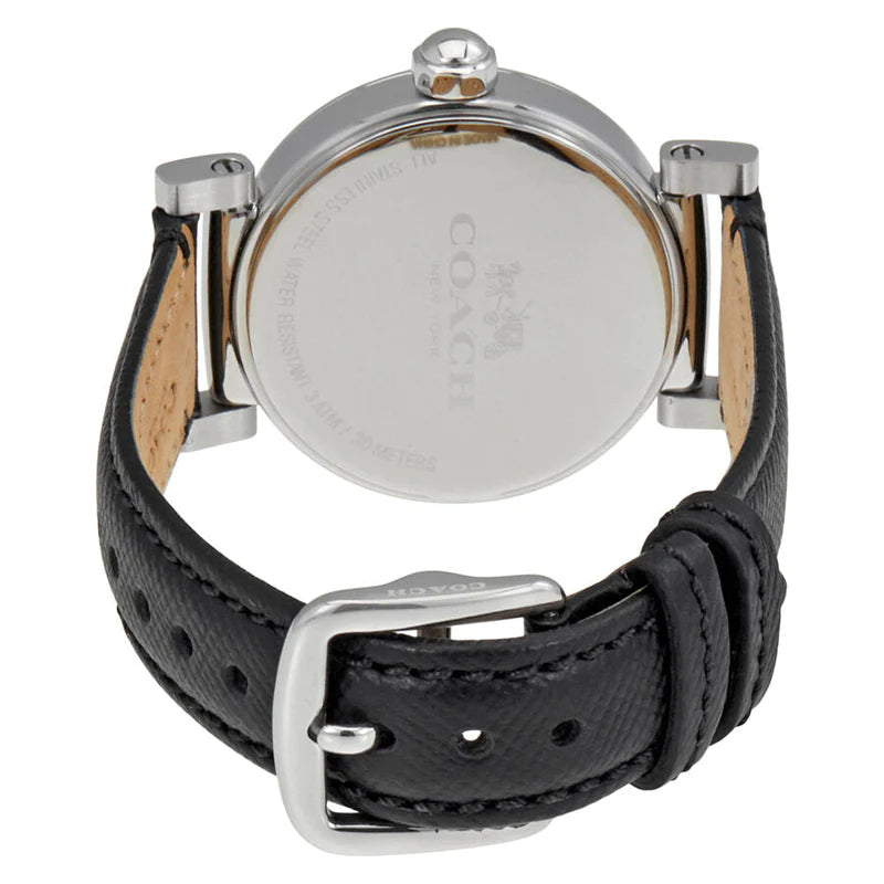 Coach Madison White Dial Black Leather Strap Watch for Women - 14502399
