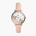Fossil Jacqueline Three Hand Mother of Pearl Dial Pink Leather Strap Watch for Women - ES4671