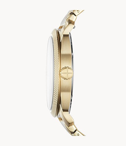 Fossil Machine Gold Dial Gold Steel Strap Watch for Men - FS5264