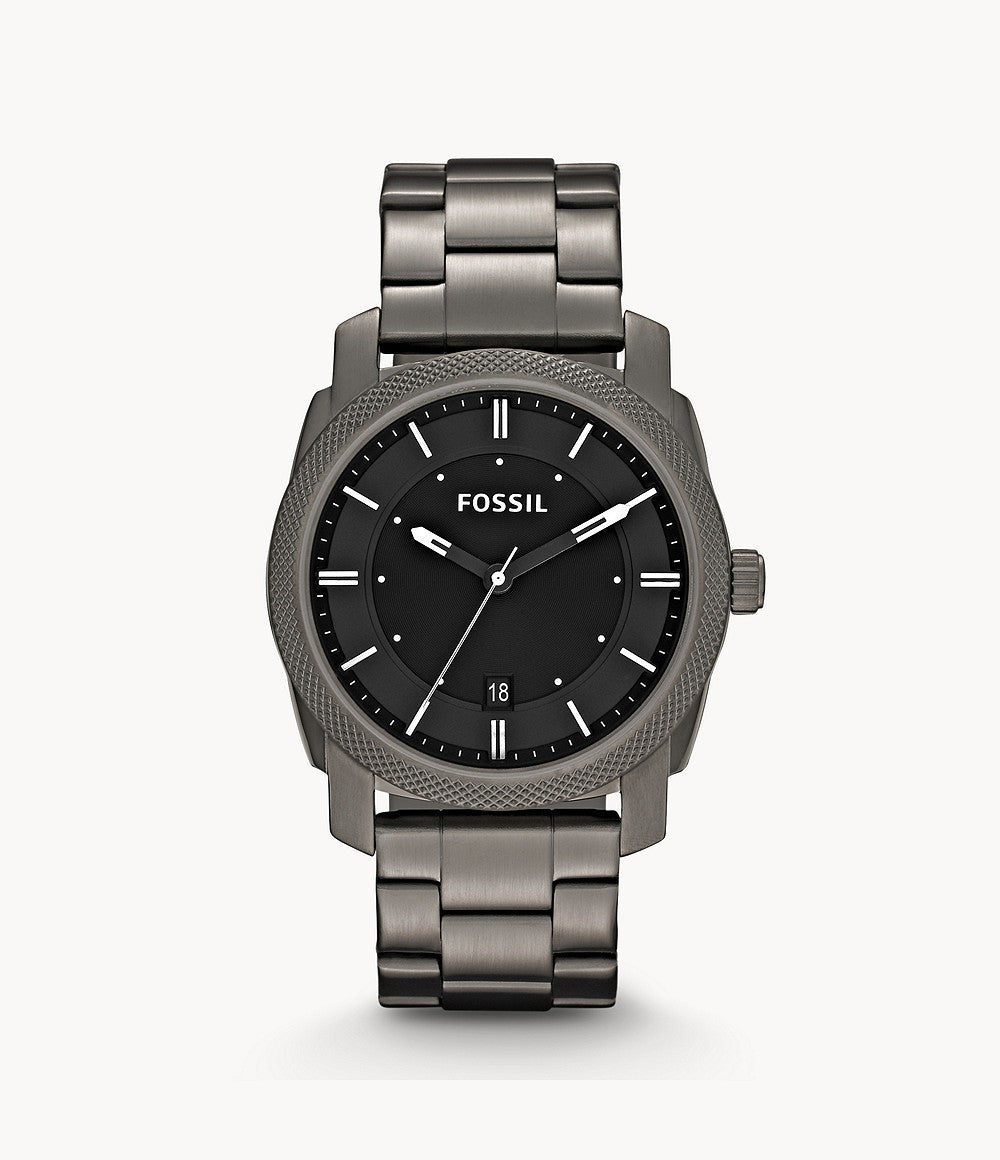 Fossil Machine Chronograph Black Dial Grey Steel Strap Watch for Men - FS4774
