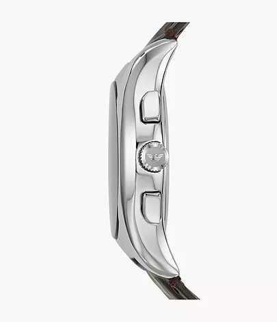 Emporio Armani Valente Chronograph Brown Dial Brown Leather Strap Watch For Men - AR1785
