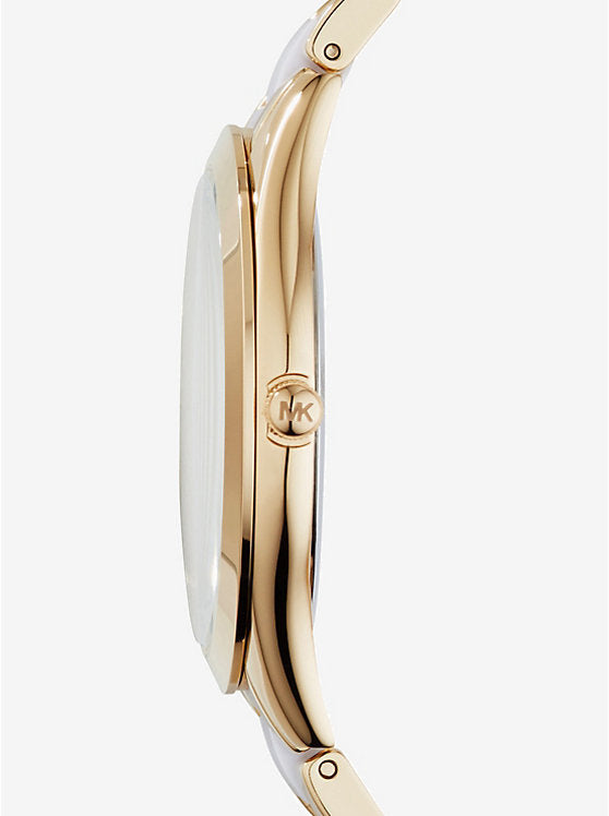 Michael Kors Slim Runway Quartz White Dial Two Tone Steel Strap Watch For Women - MK4295