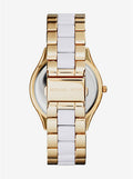 Michael Kors Slim Runway Quartz White Dial Two Tone Steel Strap Watch For Women - MK4295