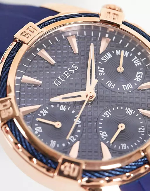 Guess Analog Quartz Blue Dial Blue Rubber Strap Watch For Women - W0562L3