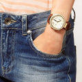 Michael Kors Parker Champagne Gold Dial Brown Leather Strap Watch for Women - MK2249