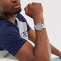 Tommy Hilfiger Daniel Blue Dial Gold Steel Strap Watch for Men - 1710384