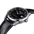 Tissot T Classic Luxury Powermatic 80 Black Dial Black Leather Strap Watch For Men - T086.408.16.051.00