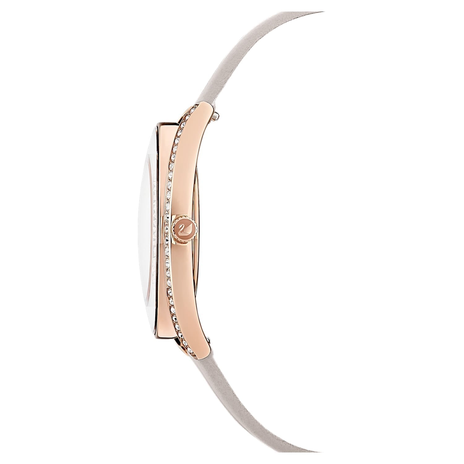 Swarovski Crystalline Aura Silver Dial Beige Leather Strap Watch for Women - 5519450