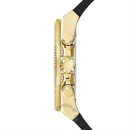 Guess Momentum Chronograph Diamonds Black Dial Black Silicone Strap Watch For Men - GW0518G2