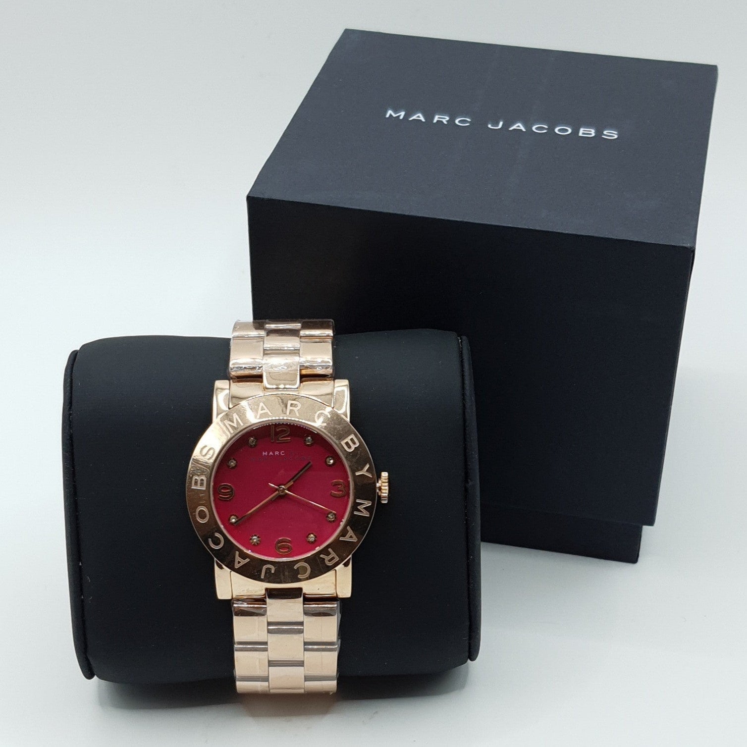 Marc Jacobs Amy Purple Dial Rose Gold Steel Strap Watch for Women - MBM8618