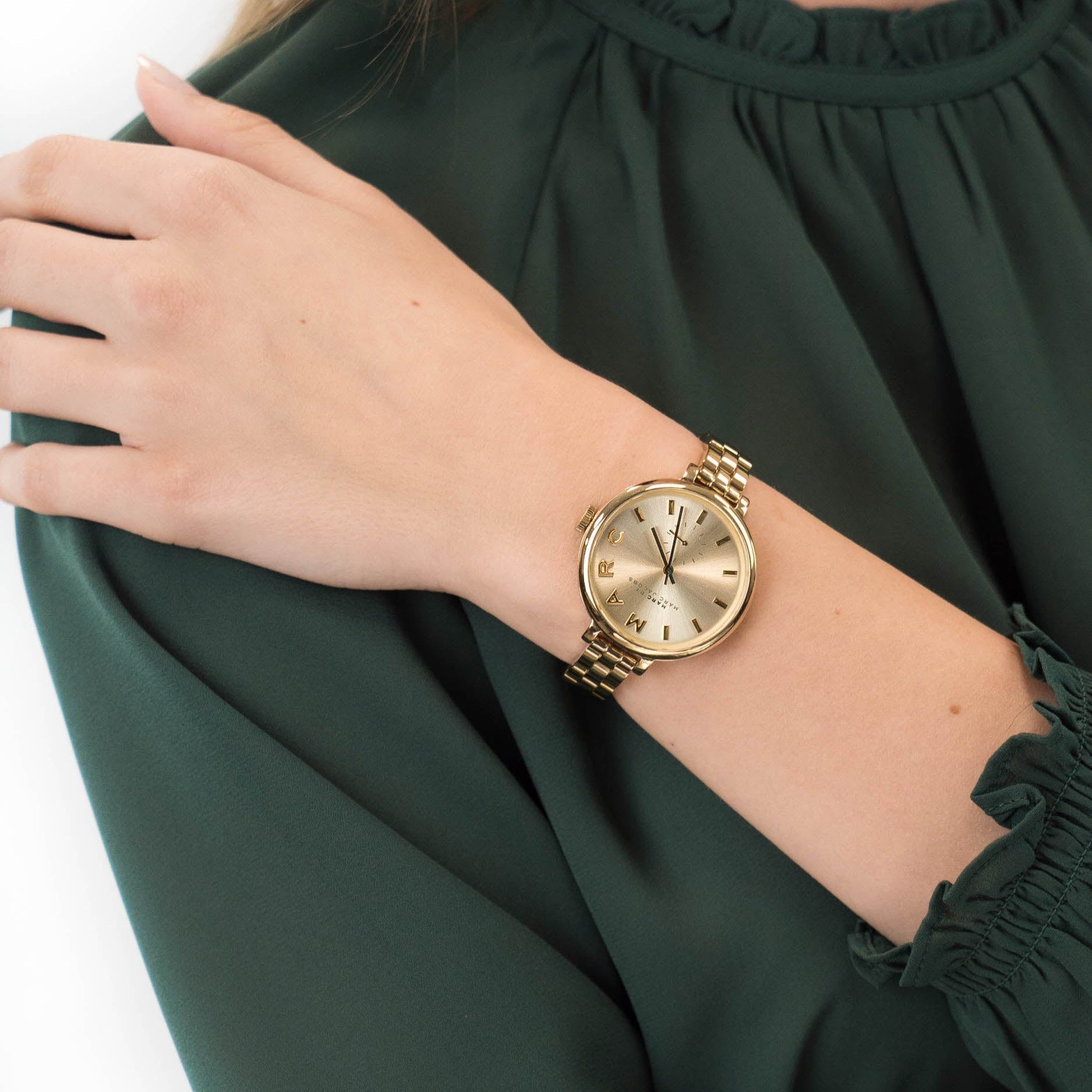 Marc Jacobs Sally Champagne Gold Dial Gold Steel Strap Watch for Women - MBM3363