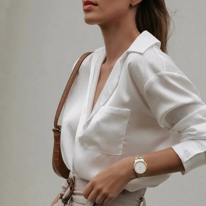 Daniel Wellington Iconic Link White Dial Two Tone Steel Strap Watch For Women - DW00100358