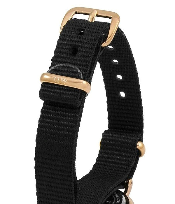 Daniel Wellington Classic Petite Cornwall White Dial Black NATO Strap Watch For Women - DW00100251