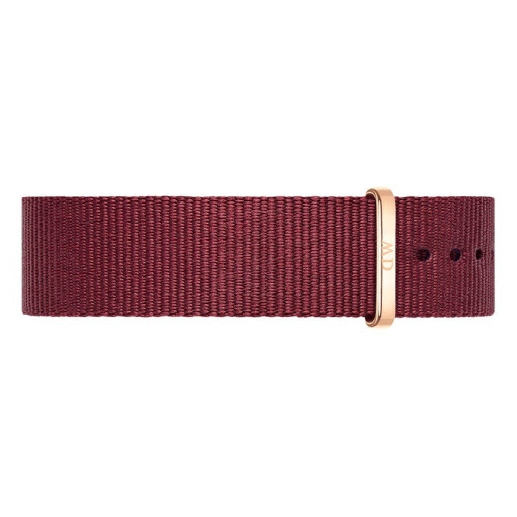 Daniel Wellington Classic Roselyn Black Dial Maroon Nylon Strap Watch For Women - DW00100273