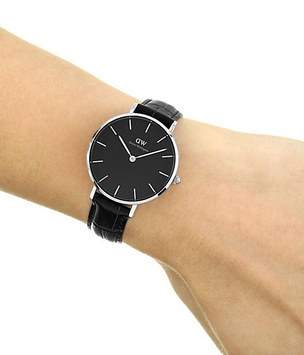 Daniel Wellington Classic Petite Reading Black Dial Black Leather Strap Watch For Women - DW00100179