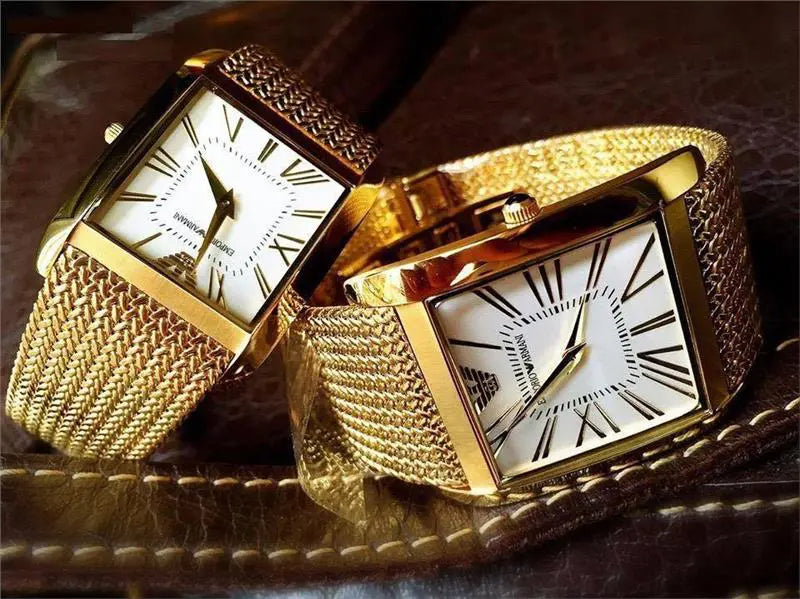 Emporio Armani Mother of Pearl Dial Gold Mesh Bracelet Watch For Men - AR2016