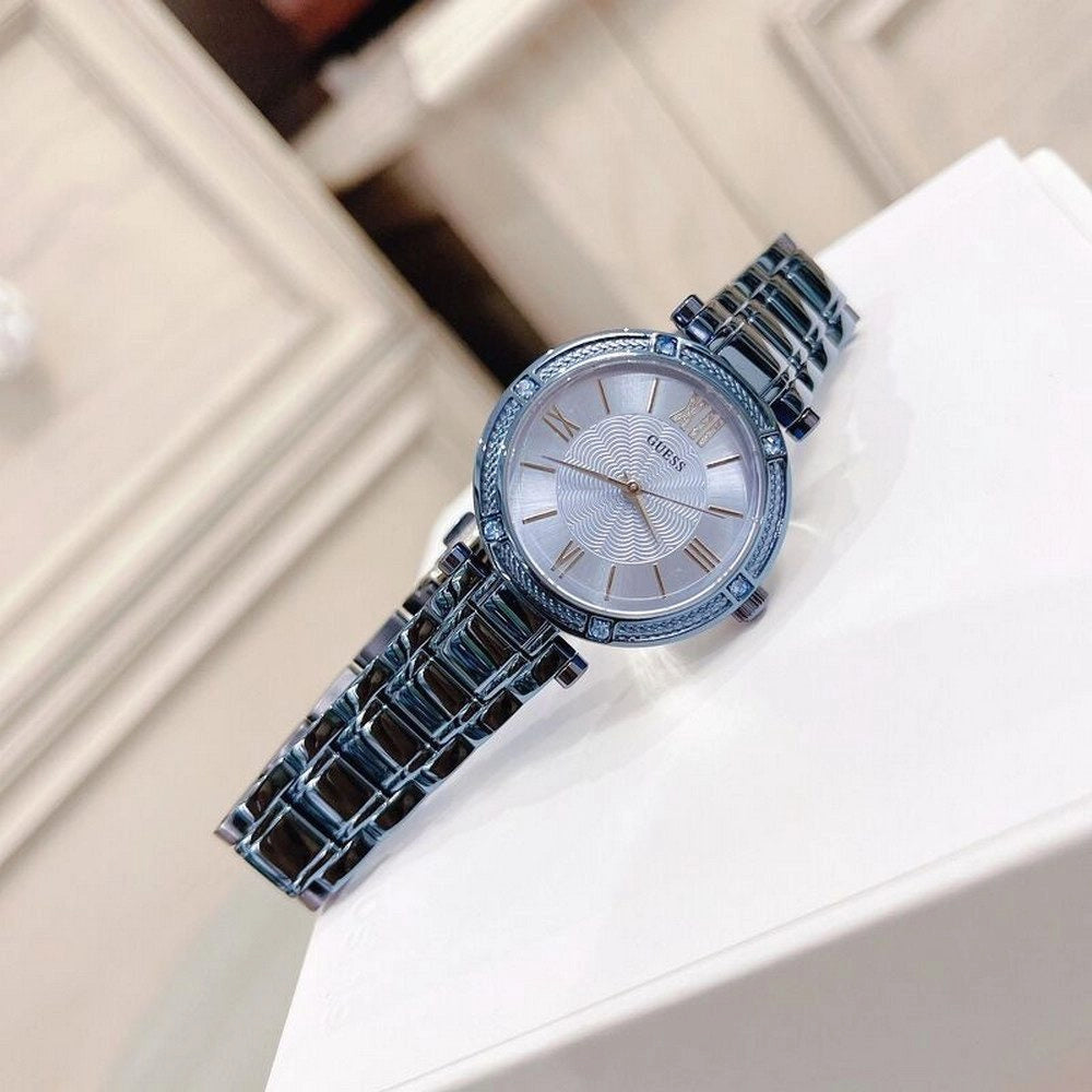 Guess Park Ave Analog Quartz Blue Dial Blue Steel Strap Watch For Women - W0767L4