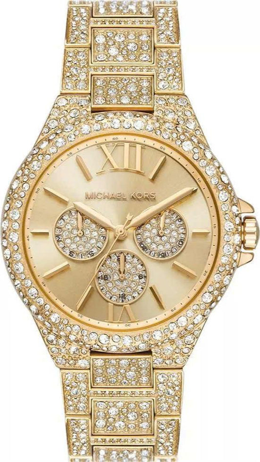 Michael Kors Camille Pavé Crystals Gold Dial Gold Steel Strap Watch for Women - MK6958