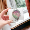 Guess Sol Chronograph Crystals Multicolor Dial Silver Steel Strap Watch For Women - GW0483L1