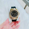 Guess Venus Diamonds Black Dial Black Rubber Strap Watch for Women - GW0118L1