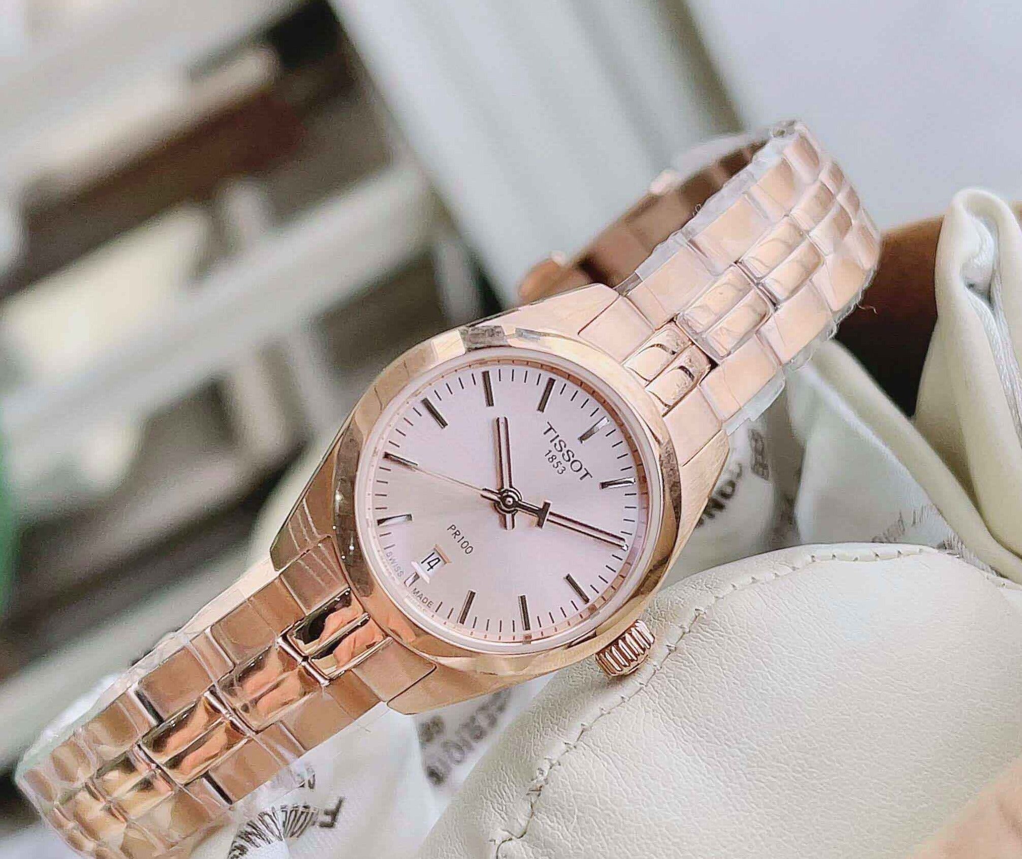 Tissot T Classic PR 100 Donna Rose Gold Lady Small Watch For Women - T101.010.33.451.00