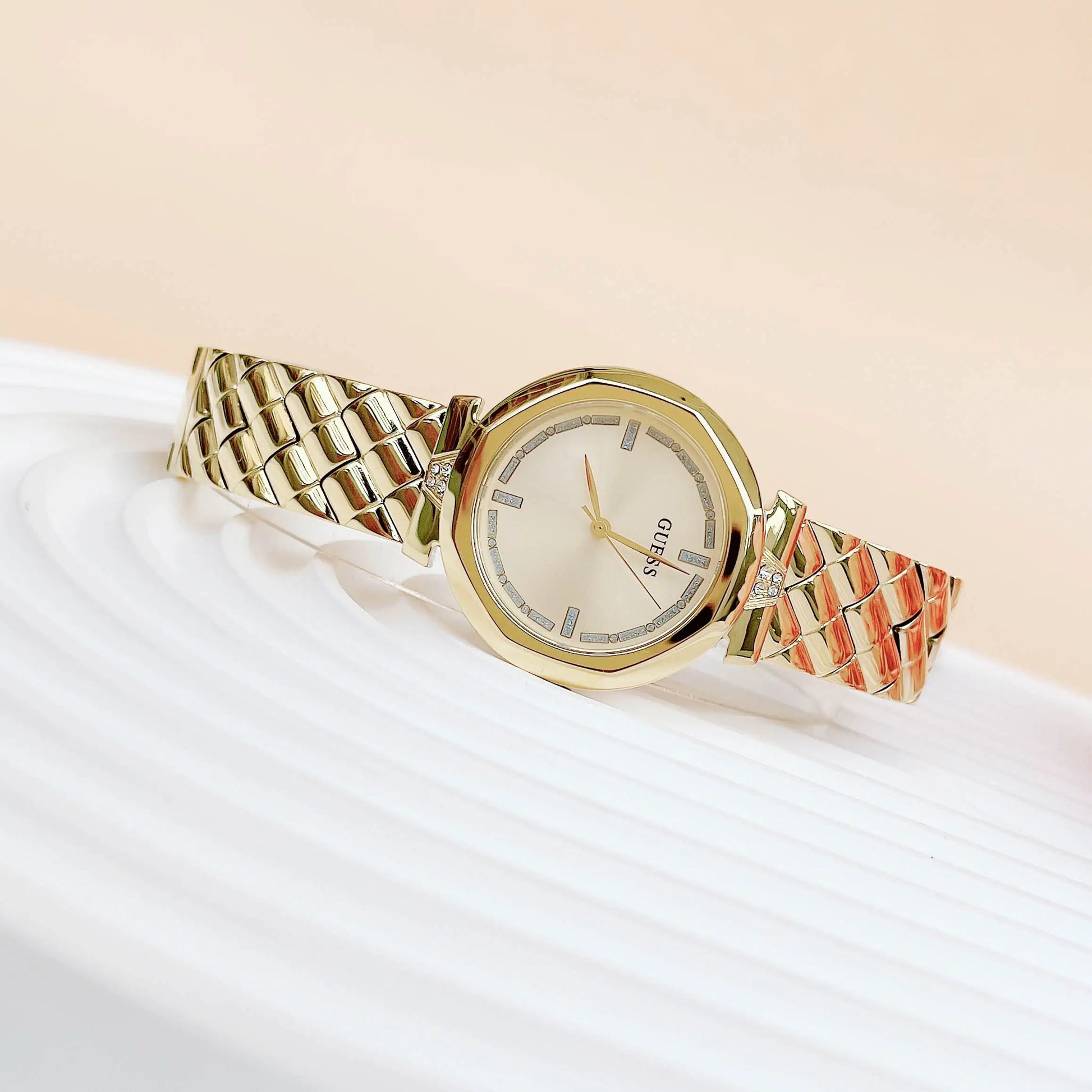 Guess Rumour Quartz Gold Dial Gold Steel Strap Watch For Women - GW0613L2