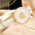 Versace Palazzo Empire White Dial White Leather Strap Watch for Women - VCO040017