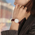 Emporio Armani Rosa Two Hand White Dial Red Leather Strap Watch For Women - AR11357