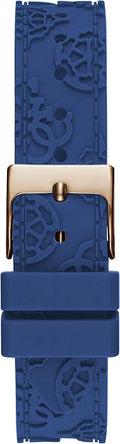 Guess Crown Jewel Diamonds White Dial Blue Rubber Strap Watch for Women - GW0411L2