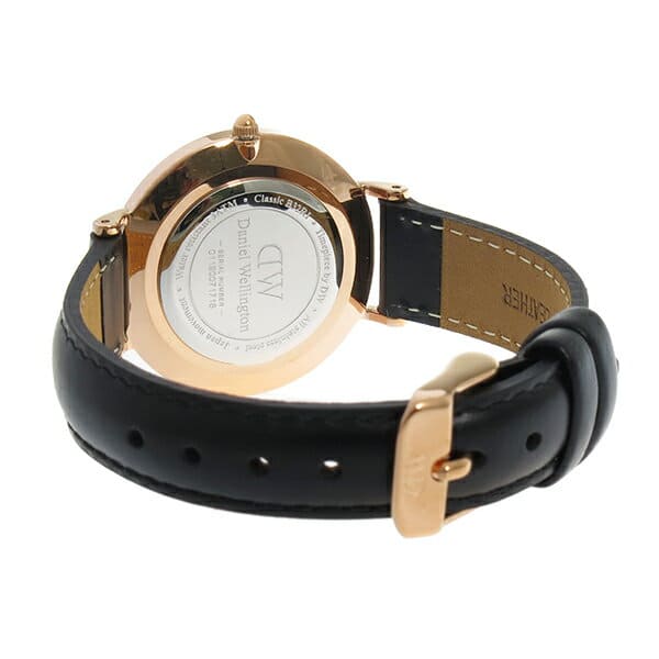 Daniel Wellington Petite Sheffield White Dial Black Leather Strap Watch For Women - DW00100174