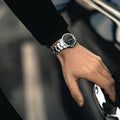 Daniel Wellington Iconic Link Black Dial Silver Steel Strap Watch For Women - DW00100208
