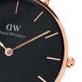 Daniel Wellington Classic Petite Dover Black Dial White NATO Strap Watch For Women - DW00100312