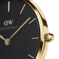 Daniel Wellington Classic Petite York Black Dial Brown Leather Strap Watch For Women - DW00100170