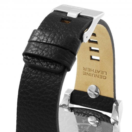 Diesel Mr Daddy Chronograph Black Dial Black Leather Strap Watch For Men - DZ7313