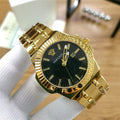 Versace Chain Reaction Quartz Black Dial Two Tone Steel Strap Watch for Men - VEDY00619