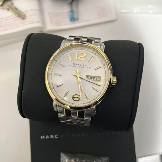 Marc Jacobs Fergus Silver Dial Two Tone Steel Strap Watch for Women - MBM3426