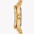 Michael Kors Lexington Three Hand Blue Dial Gold Steel Strap Watch for Women - MK4813