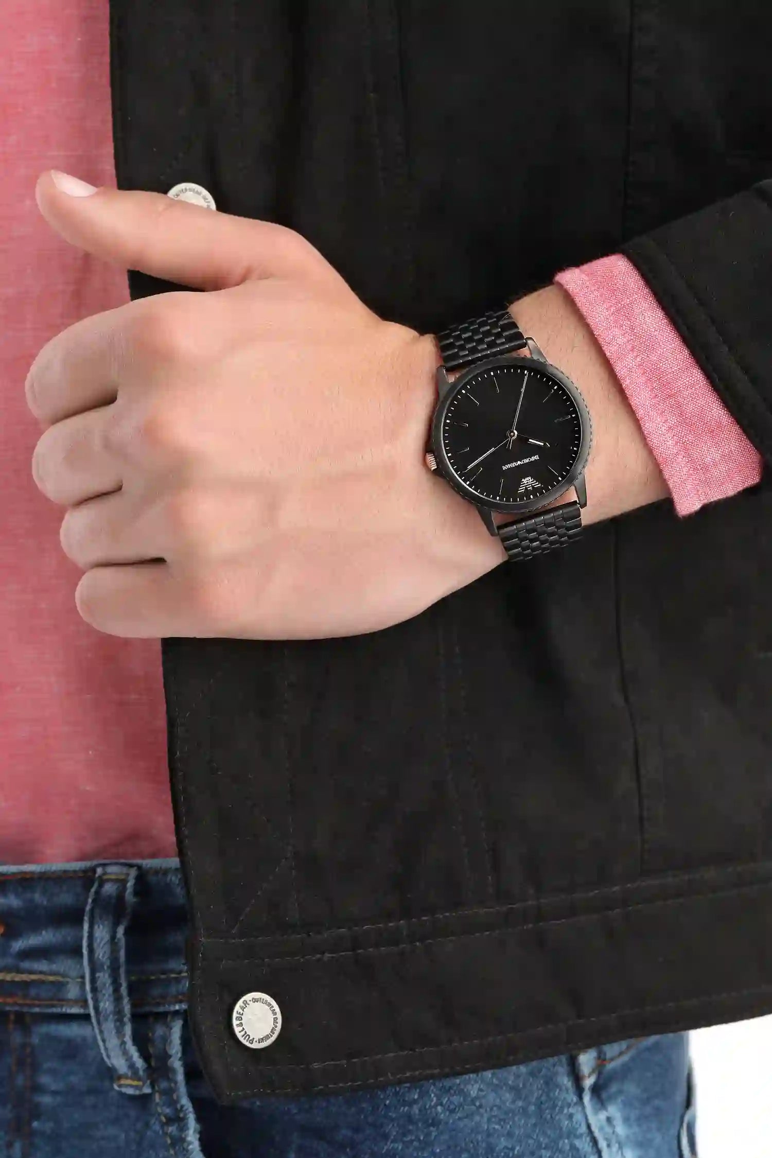 Emporio Armani Interchangeable Black Dial Black Steel Strap Watch For Men - AR80021