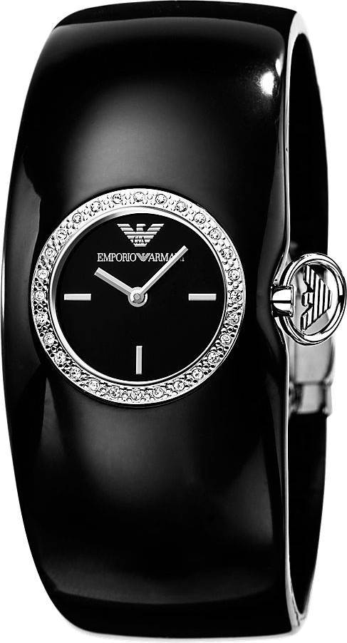 Emporio Armani Casual Analog Black Dial Black Leather Strap Watch For Women - AR0739