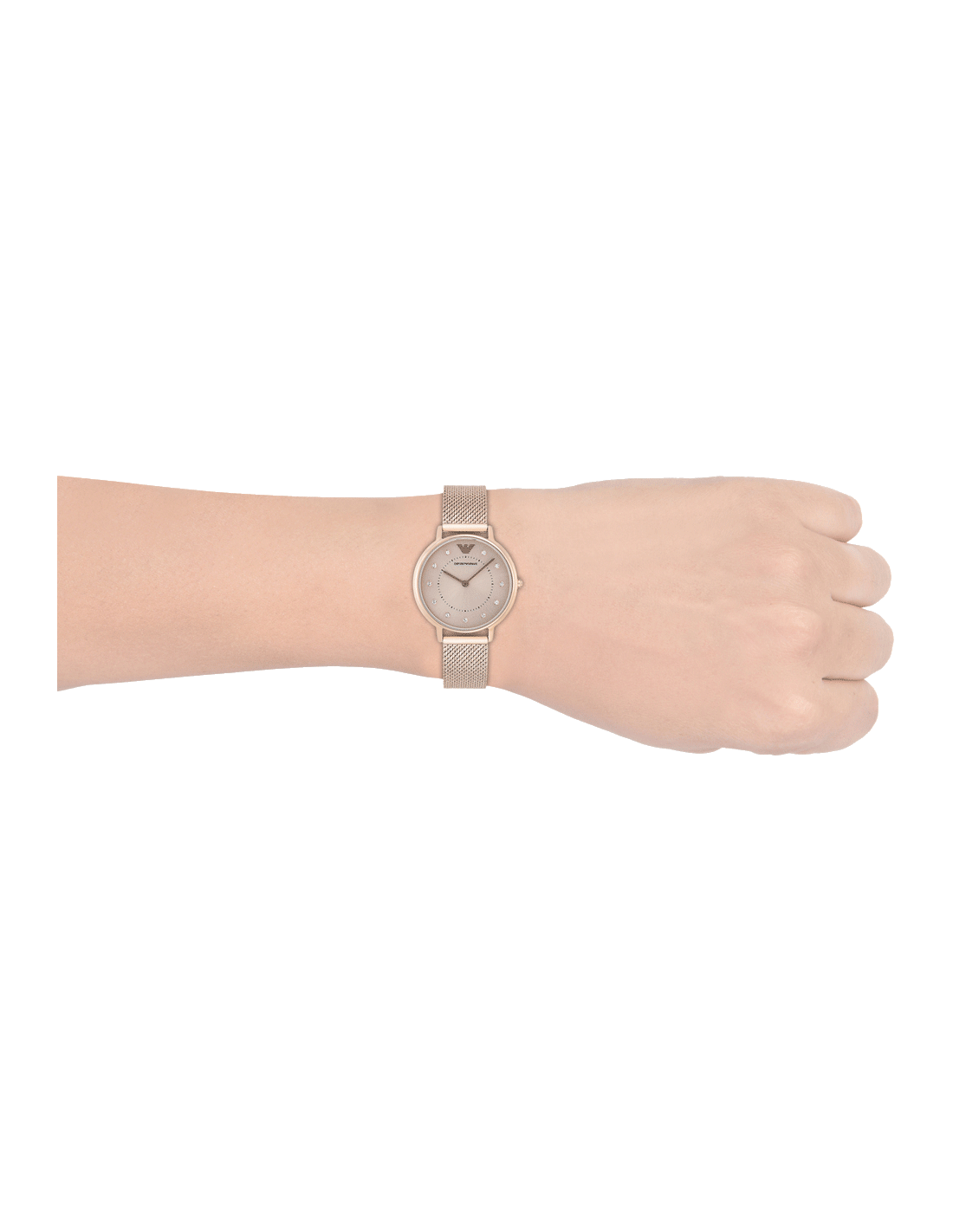 Emporio Armani Kappa Pink Dial Pink Mesh Bracelet Watch For Women - AR11129