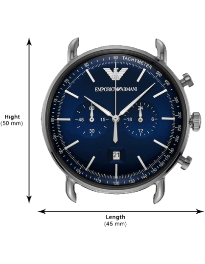 Emporio Armani Aviator Chronograph Blue Dial Silver Steel Strap Watch For Men - AR11238